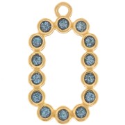 26x15mm Rectangle pendant with epoxy resin - Gold-plated - Blue glitter x1