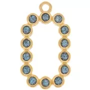 26x15mm Rectangle pendant with epoxy resin - Gold-plated - Blue glitter x1