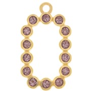 26x15mm Rectangle pendant with epoxy resin - Gold-plated - Purple glitter x1