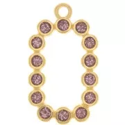 26x15mm Rectangle pendant with epoxy resin - Gold-plated - Purple glitter x1