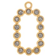 26x15mm Rectangle pendant with epoxy resin - Gold-plated - Silver glitter x1