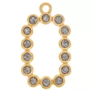 26x15mm Rectangle pendant with epoxy resin - Gold-plated - Silver glitter x1