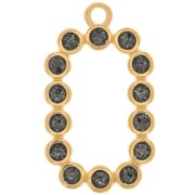 26x15mm Rectangle pendant with epoxy resin - Gold-plated - Black glitter x1|raw }}