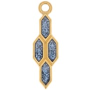 24x7mm geometric pendant with epoxy resin - Fine Gold plated - Blue glitter x1