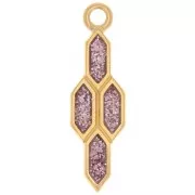 24x7mm geometric pendant with epoxy resin - Fine Gold plated - purple glitter x1