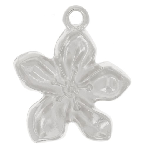 18x15mm Flower pendant - Fine silver plating x1