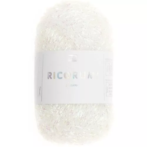 Ricorumi Lamé Wool by Rico Design for Amigurumi - Iridescent White 003 x10g