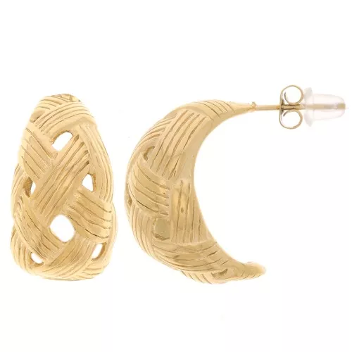 21mm Stainless steel 316L braided effect Wide open half-hoop earrings - Gold x2