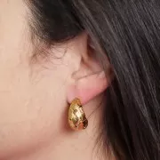 21mm Stainless steel 316L braided effect Wide open half-hoop earrings - Gold x2