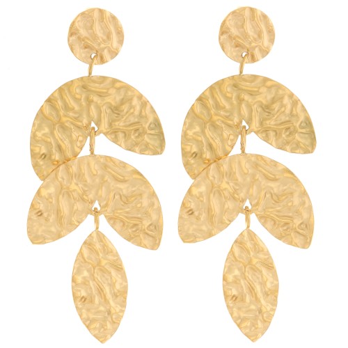 58x24mm 316L stainless steel Leaf earrings - Gold x2