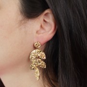 58x24mm 316L stainless steel Leaf earrings - Gold x2