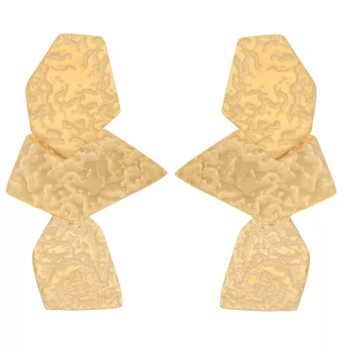50x29mm Stainless steel 316L Hammered geometrical pendant earrings - Gold x2