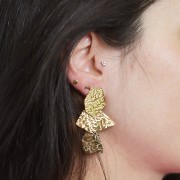 50x29mm Stainless steel 316L Hammered geometrical pendant earrings - Gold x2