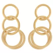 39x18mm 304L stainless steel Multi-hoop earstuds - Gold x2