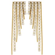 79x17mm St. steel 304L Asymmetrical fringe earrings with rhinestones - Gold x2
