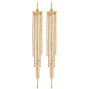 Delicate hoop earrings with 85 mm fringe pendants - Gold-plated 304 stainless steel (2 pairs)