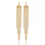 Delicate hoop earrings with 85 mm fringe pendants - Gold-plated 304 stainless steel (2 pairs)