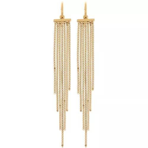 Delicate hoop earrings with 85 mm fringe pendant - Gold-plated 304 stainless steel x2