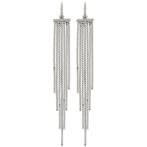 85mm 304L stainless steel hoop earrings with fringe pendant x2