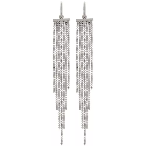 85mm 304L stainless steel hoop earrings with fringe pendant x2