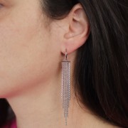 85mm 304L stainless steel hoop earrings with fringe pendant x2