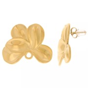 24x30mm 304L stainless steel Flower earstuds with closed ring - Gold x2|raw }}