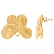 24x30mm 304L stainless steel Flower earstuds with closed ring - Gold x2