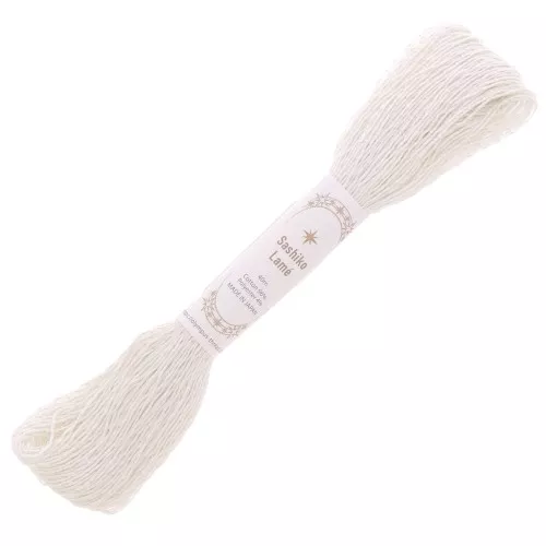 Embroidery thread for Japanese Sashiko technique - Olympus - Lamé - White x40m