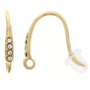 Design ear hooks 14 mm zirconium oxide - 304L gold-plated stainless steel x2