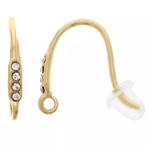 Design ear hooks 14 mm zirconium oxide - 304L gold-plated stainless steel x2