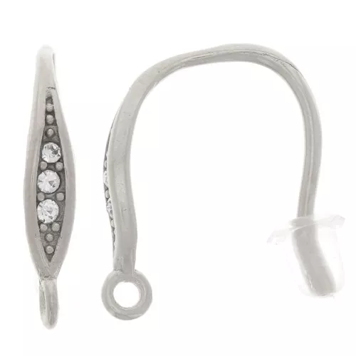 15mm 304L stainless steel Design earwires with zirconium oxides x2