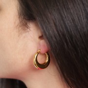 25mm 316L stainless steel flat round hoop earrings - Gold x2