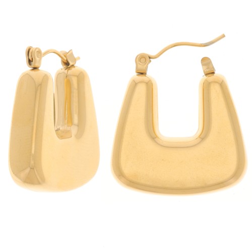 24mm 316L stainless steel flat trapezoidal hoop - Gold x2