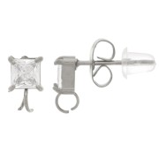 8x5mm 304L stainless steel Square zirconium oxide earstuds x2|raw }}