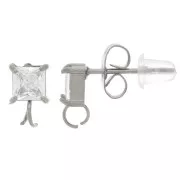 8x5mm 304L stainless steel Square zirconium oxide earstuds x2