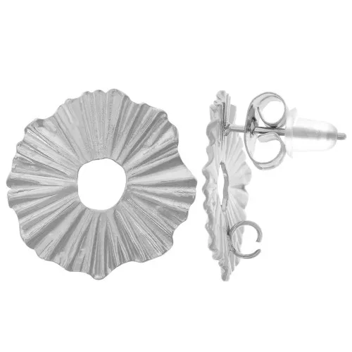17mm 304L stainless steel Irregular openwork earstuds x2