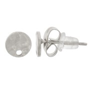 6mm 304L stainless steel round hammered earstuds with one hole x2|raw }}