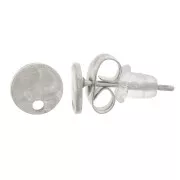 6mm 304L stainless steel round hammered earstuds with one hole x2