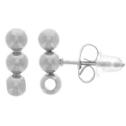 12x4mm Stainless steel 304L Earstuds bars 3 balls with one hole x2