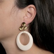 20x21mm 304L stainless steel Flower earstuds with closed ring x2