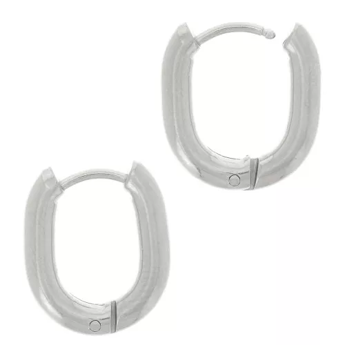 16x12mm 304L stainless steel Oval hoop earrings x2