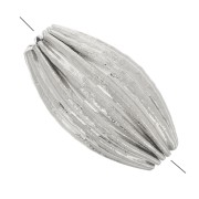 Ribbed olive bead, 10x6 mm - Godron - 304L stainless steel x1