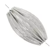 Ribbed olive bead, 10x6 mm - Godron - 304L stainless steel x1