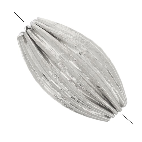 Ribbed olive bead, 10x6 mm - Godron - 304L stainless steel x1