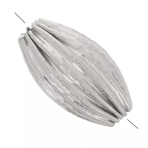 Ribbed olive bead, 10x6 mm - Godron - 304L stainless steel x1