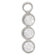 11x3mm 304L stainless steel bar charm with 3 zirconium oxides x1