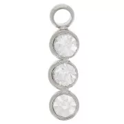 11x3mm 304L stainless steel bar charm with 3 zirconium oxides x1