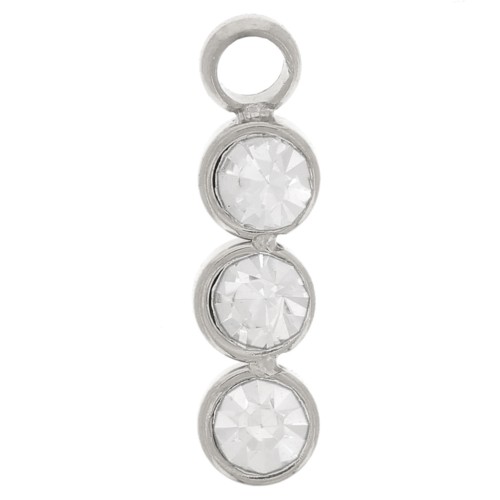 11x3mm 304L stainless steel bar charm with 3 zirconium oxides x1