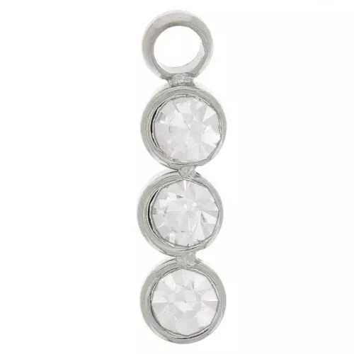 11x3mm 304L stainless steel bar charm with 3 zirconium oxides x1