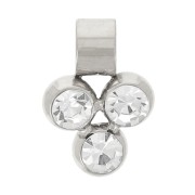 8x6mm 304L stainless steel Mini charm with 3 zirconium oxides x1|raw }}